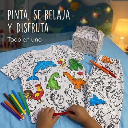 Set de Pijamas Coloreables con marcadores 🎨